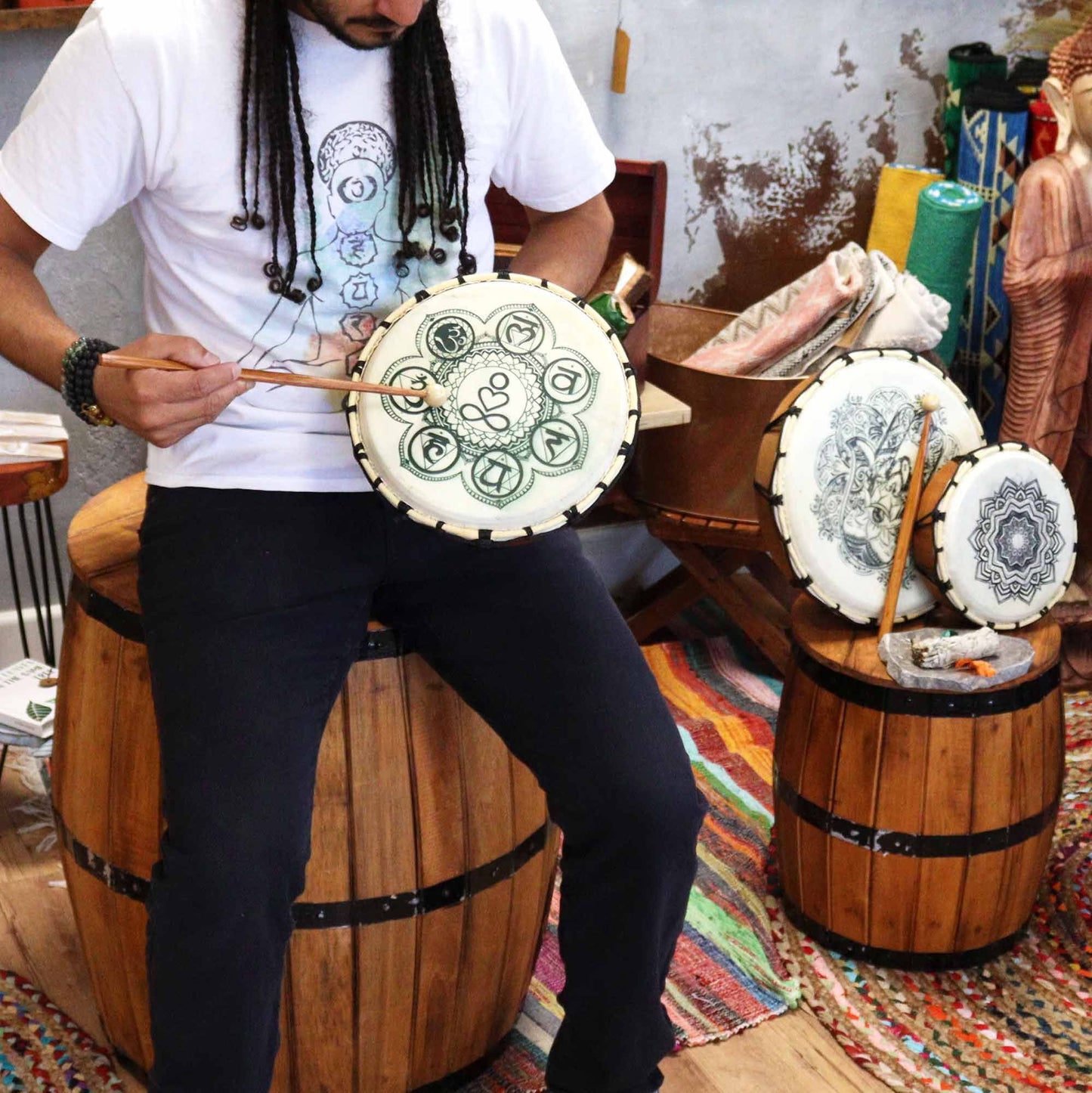 Chakra Shamanic Drum with Mallet - 25cm