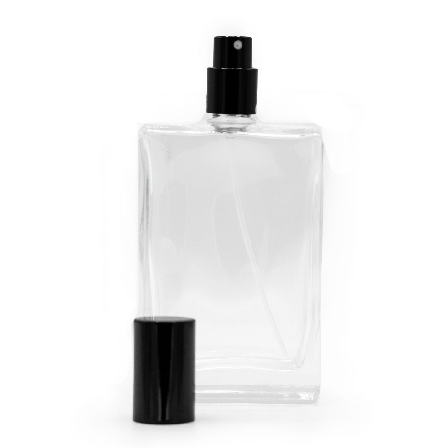 100ml thick square bottle, black spray and cap