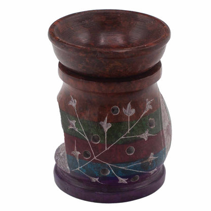 Soapstone Oil Burner 10cm - Hamsa - Five Colors
