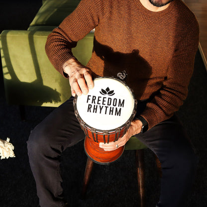 Tambor Djembe Pro Mediano - Ritmo de Libertad (alto) - 40 cm (18 cm de diámetro)