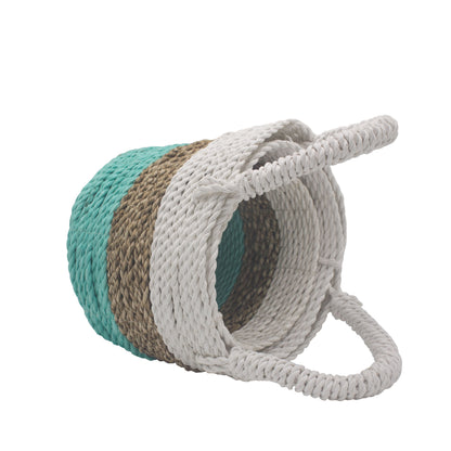 Juego de cestas de algas marinas - Verde/Natural/Blanco