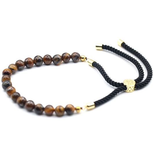 Pulsera de hilo negro con Ojo de Tigre