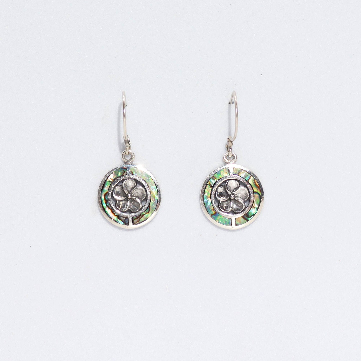 Shell and Silver Earrings - Frangipani - Abalone