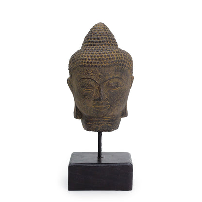 Cabeza de Buda en Reposo sobre Soporte - Gris