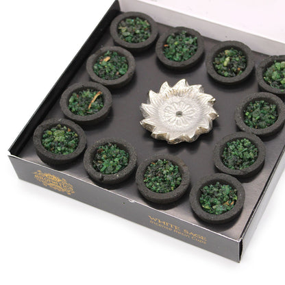 Box of 12 resin cups - white sage