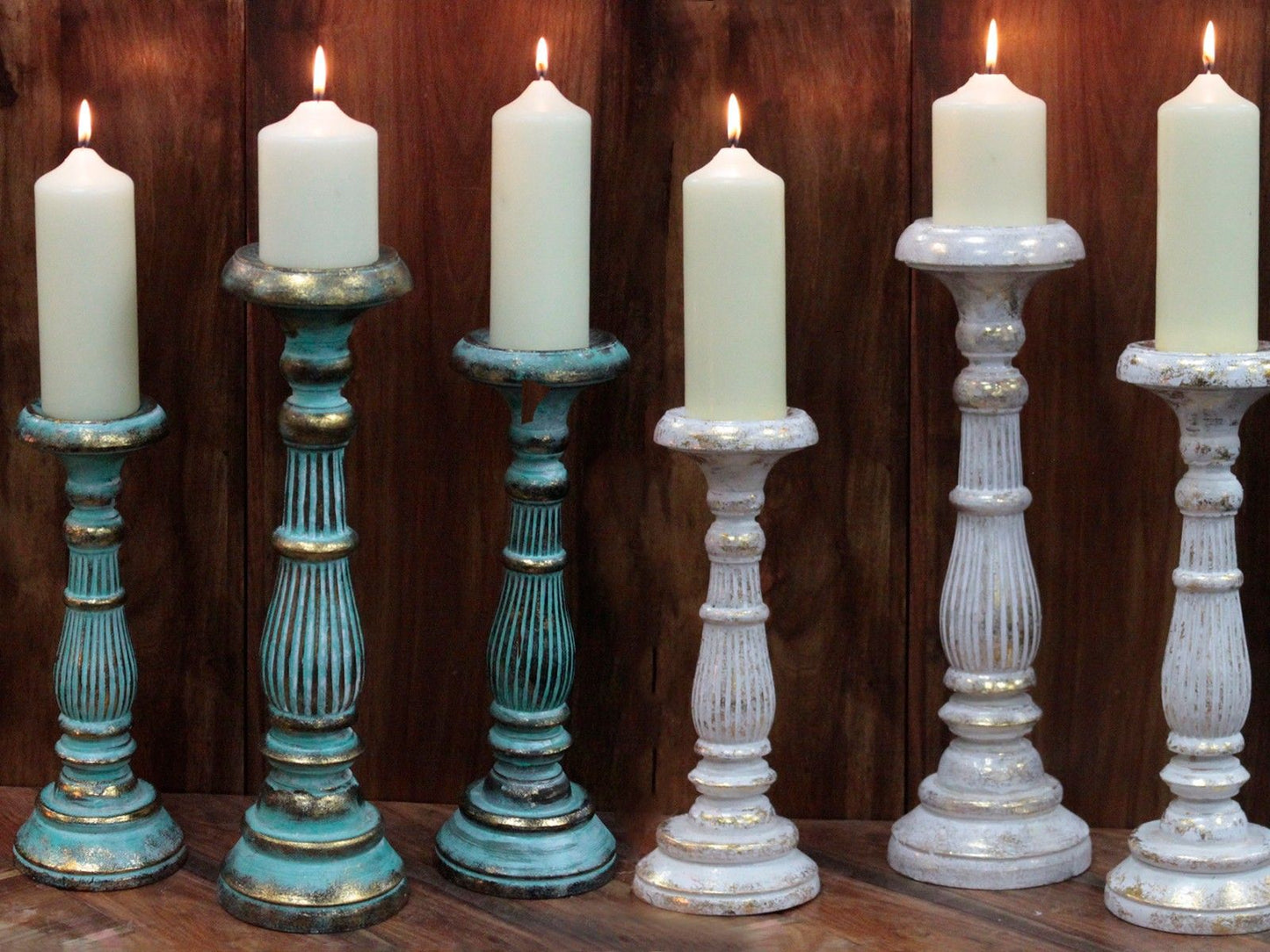 Grand bougeoir - Turquoise Gold