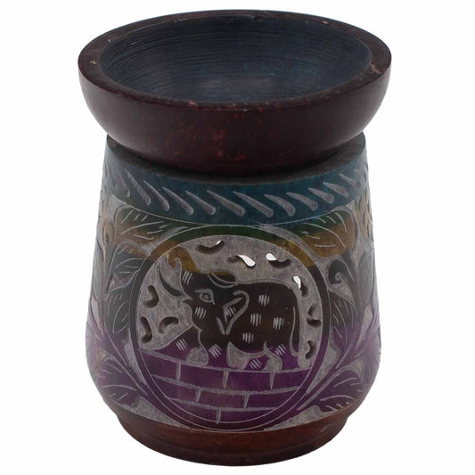 Large soapstone oil burner 13x10cm - Elephant - Five colors