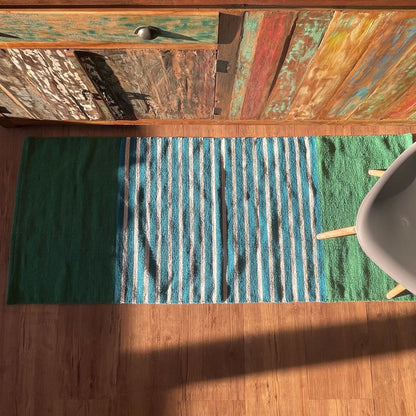 Indian Cotton Rug - 70x170cm - Blue/Green