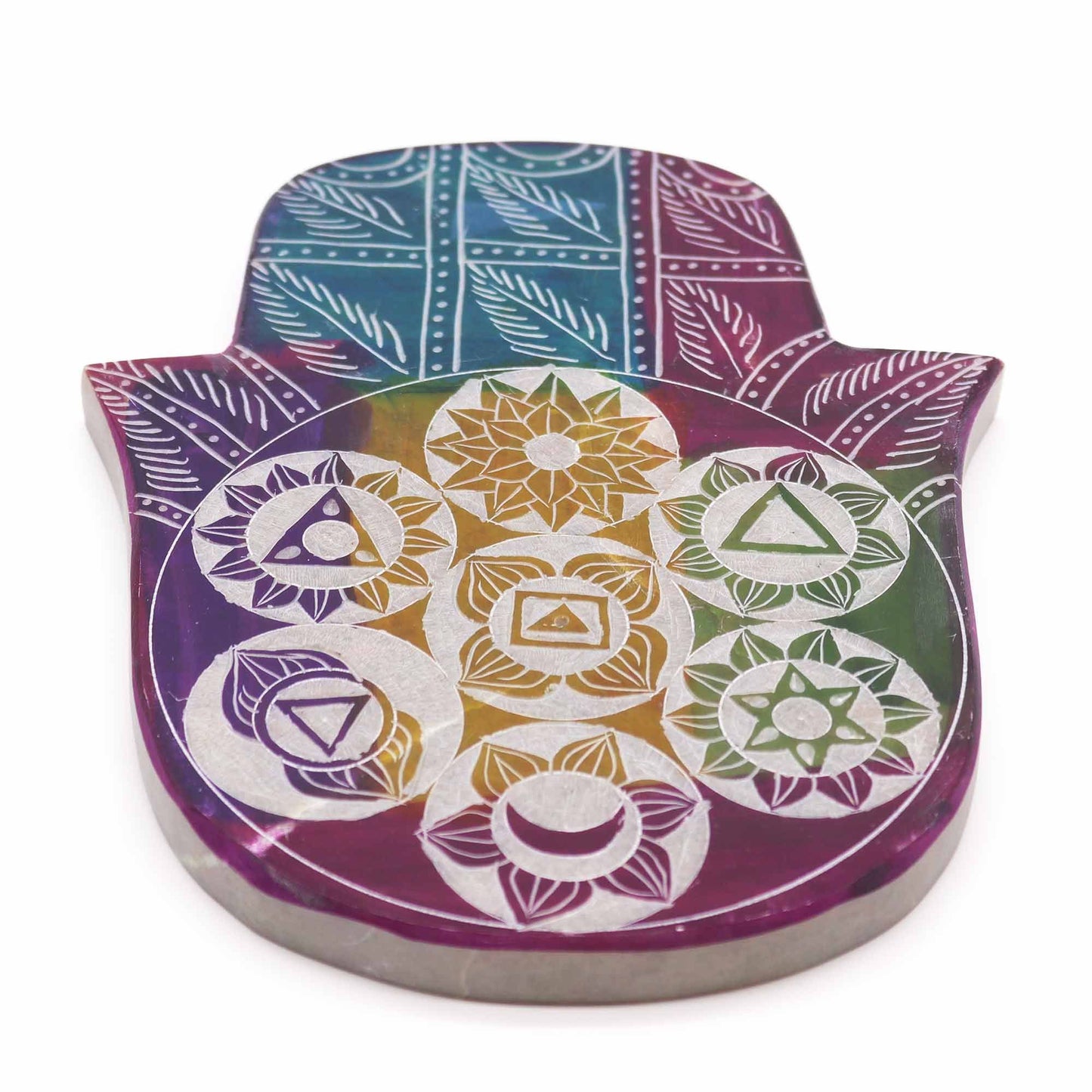 Large Hamsa Incense Holder 18x15x1.2cm - 7 Chakra