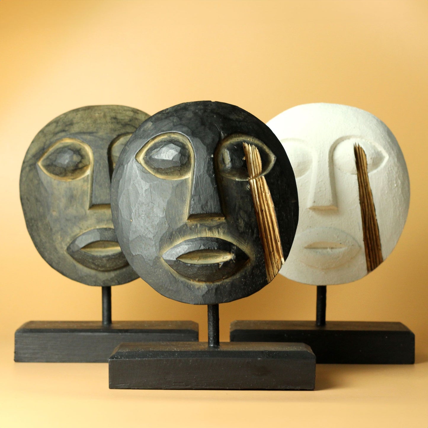 Máscara Decorativa Tribal Timor - Blanca 27x20cm