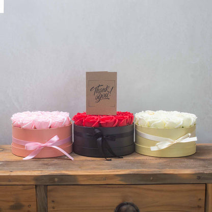 Gift Box - Soap Flower 9 Pink Roses - Square