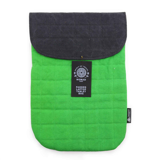 Padded Laptop Sleeve - Frog Green - Stonewashed 14oz