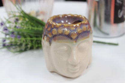 Buddha Face Oil Burner - Ivory and Blue