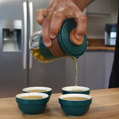 Tea Set - Mountain Travel - Teapot &amp; Four Cups &amp; Travel Case