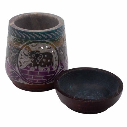 Large soapstone oil burner 13x10cm - Elephant - Five colors