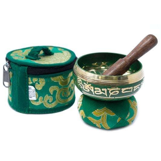 Mini Tibetan Singing Bowl Gift Set - Green