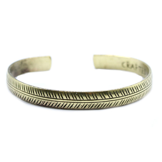 Tibetan Brass Bracelet - Thin Tribal Leaf