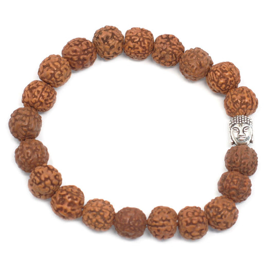 Rudraksha Buddha Japa Mala Bracelet - Brown