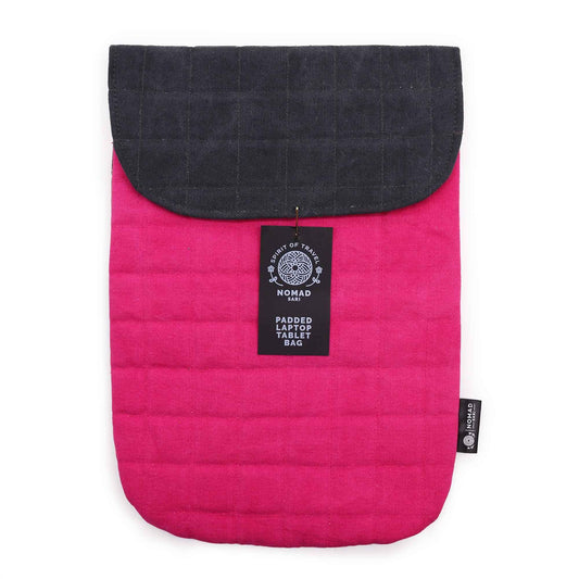 Padded Laptop Sleeve - Shocking Pink - Stonewashed 14 oz