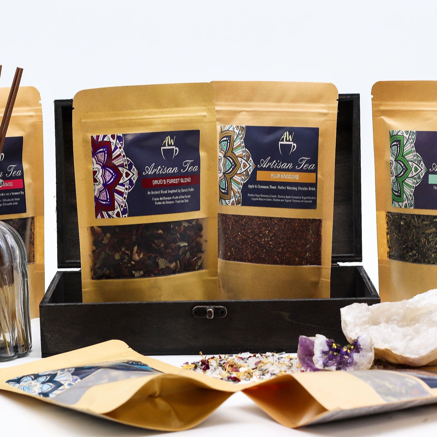 Coffret thé/cadeau/panier - Gris