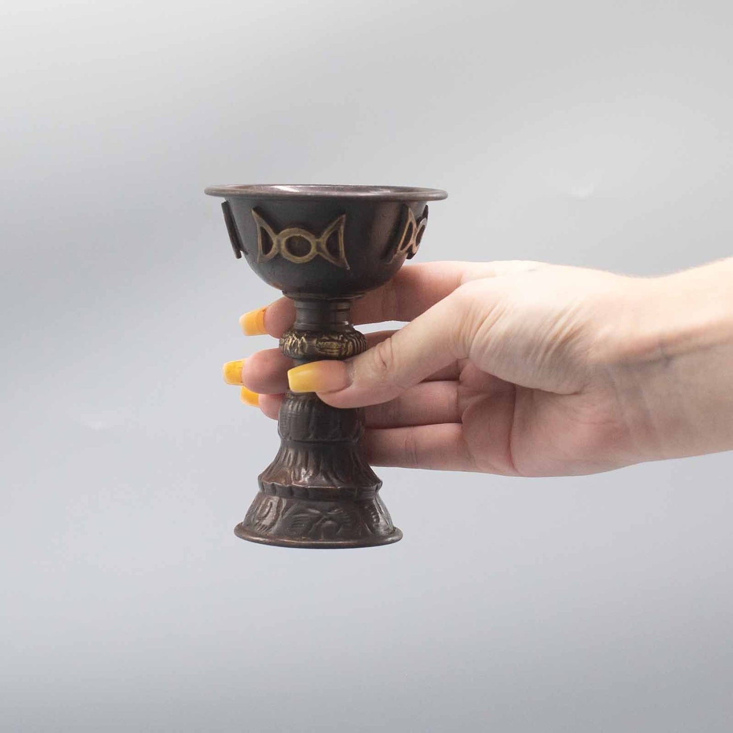 Antique Copper Ritual Cup with Triple Moon 8x13cm