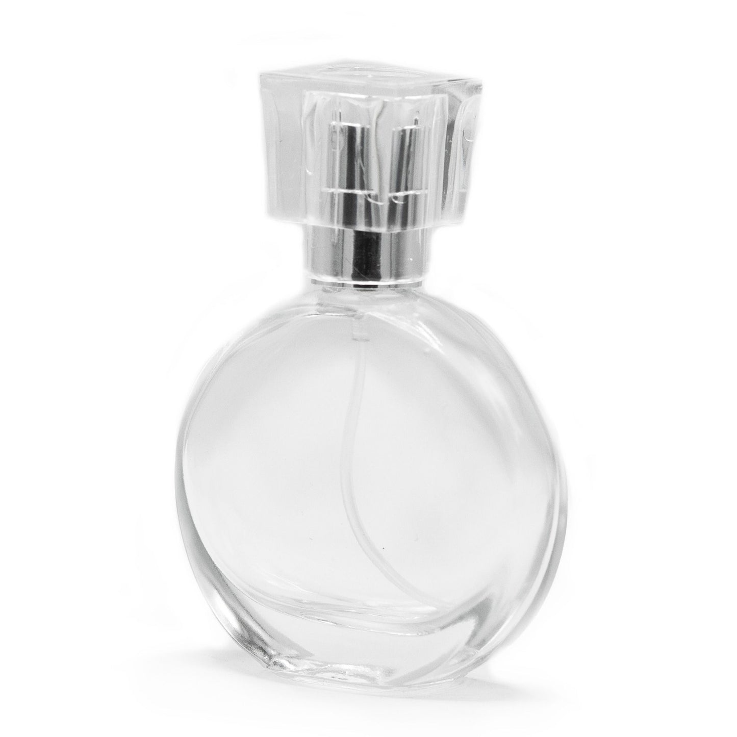 50ml oval bottle, silver spray and glass stopper