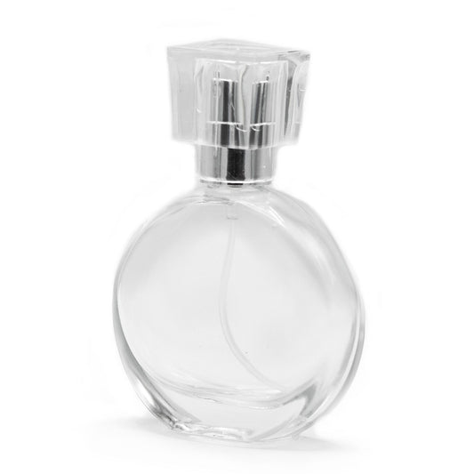 50ml oval bottle, silver spray and glass stopper