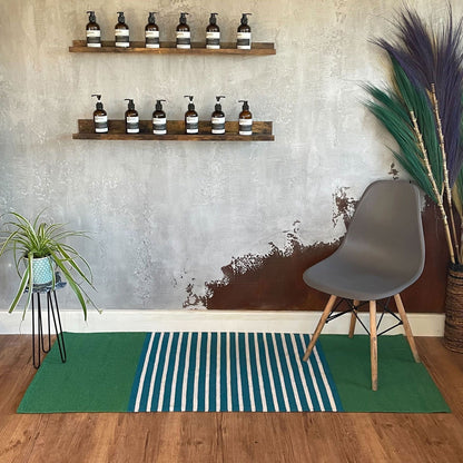 Indian Cotton Rug - 70x170cm - Blue/Green