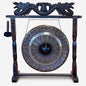 Large Meditation Gong on Antique Brown Stand - 80cm - Black - Standard
