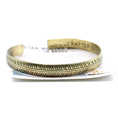 Tibetan Brass Bracelet - Thin Tribal Leaf