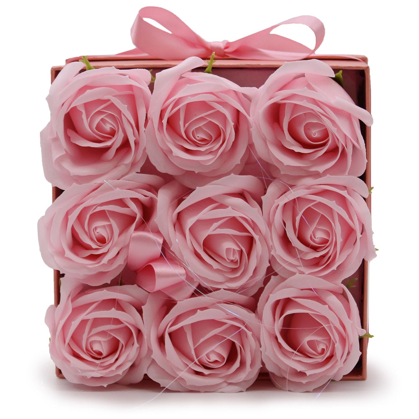 Gift Box - Soap Flower 9 Pink Roses - Square
