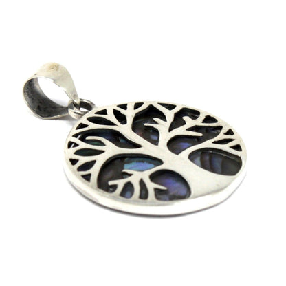 Silver Tree of Life Pendant 22mm - Abalone