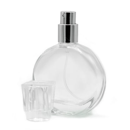 50ml oval bottle, silver spray and glass stopper