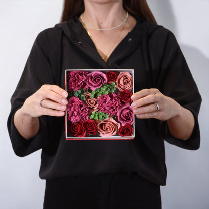 Caja Cuadrada flores - Rosas Vintage