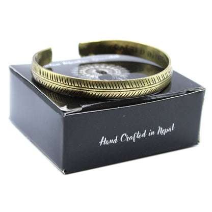 Tibetan Brass Bracelet - Thin Tribal Leaf