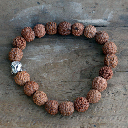 Rudraksha Buddha Japa Mala Bracelet - Brown