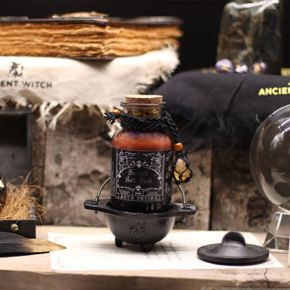 Ancient Witch Bath Potion and Citrine Crystal Amulet - Success