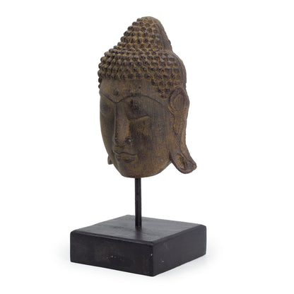 Cabeza de Buda Serenidad Grande sobre Soporte - Gris