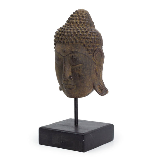 Cabeza de Buda Serenidad Grande sobre Soporte - Gris