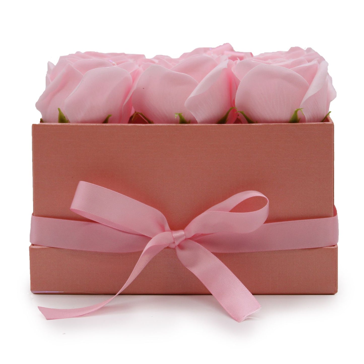 Gift Box - Soap Flower 9 Pink Roses - Square
