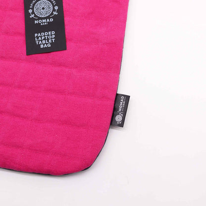 Padded Laptop Sleeve - Shocking Pink - Stonewashed 14 oz