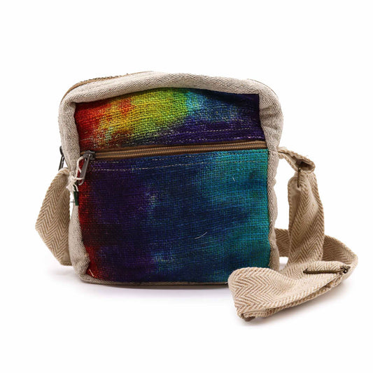 Dyed hemp crossbody bag with 1 zipper