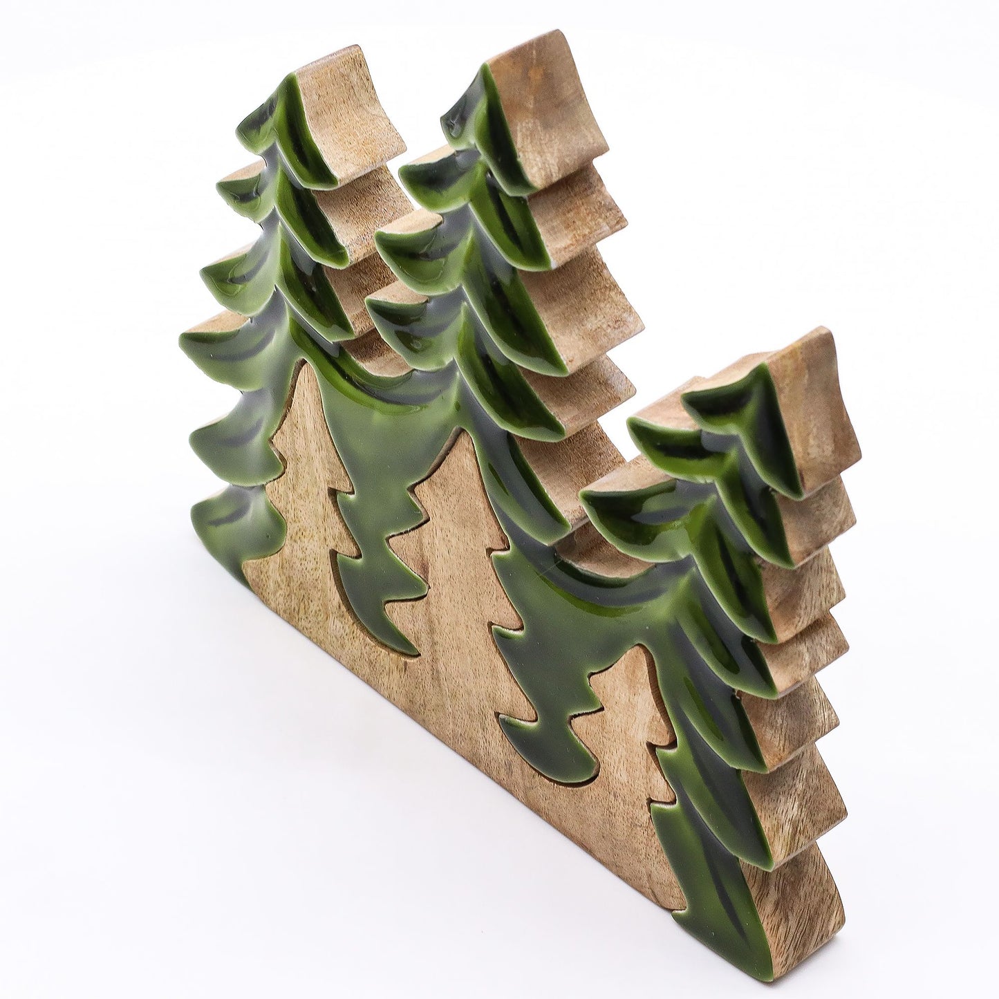 Perdido en el bosque - Decoración de madera 3D de tres árboles - 20x23 cm