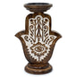 Mango Wood Candlestick - Hamsa - Large 25x18cm