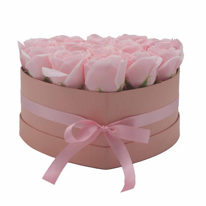 Gift Box - Soap Flower 13 Pink Roses - Heart