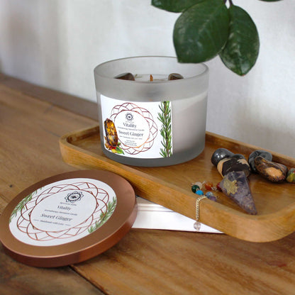Ginger and Tiger's Eye Gemstone Candle - Vitality