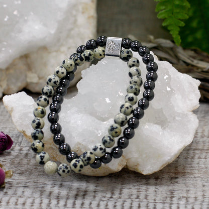 Magnetic Gemstone Bracelet - Dalmatian Jasper