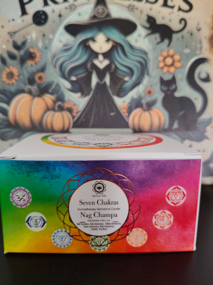 Vela Nag Champa con piedras 7 Chakras 70grs