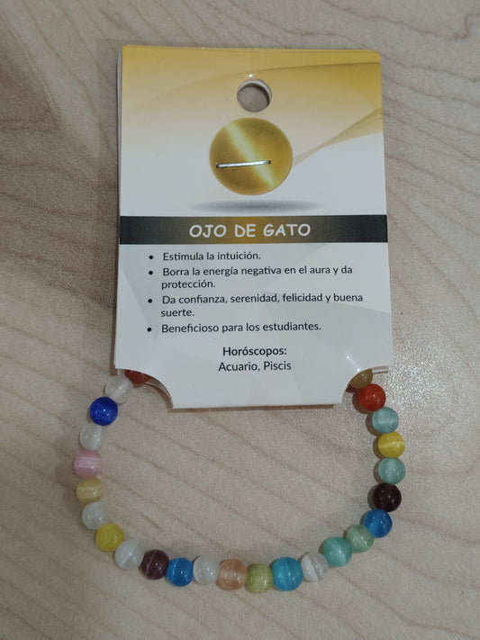 Pulsera piedra natural Ojo de gato 6mm