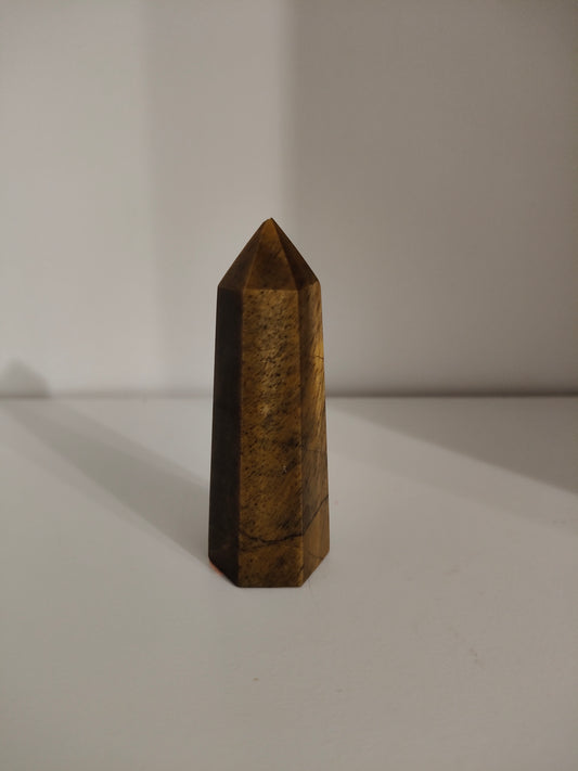 Pointe de pierre naturelle Œil de Tigre 7,5x2,5cm